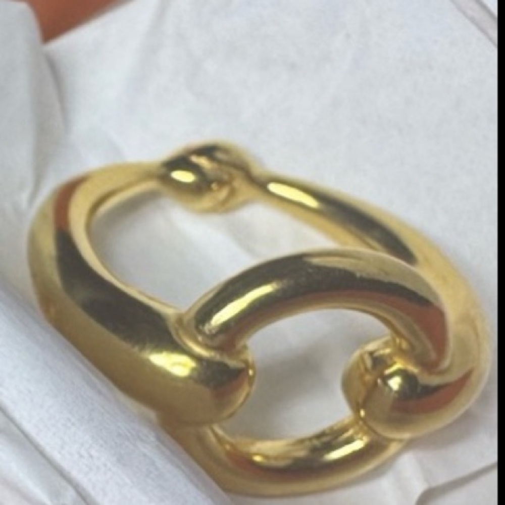 Hermès Horsebit Filet d’Or Scarf Ring Gold Plated 05 Rare Slide W Box Authentic - Picture 3 of 11